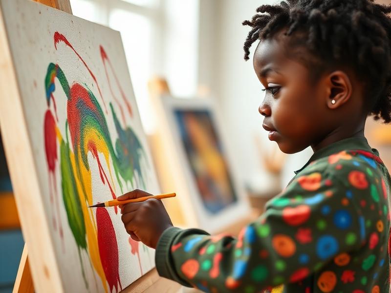 A Karibel pupil painting in the creative studio